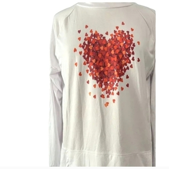 Nine West Heart Active Wear White with Heart Graphic Long Sleeve Size Medium - Picture 9 of 10